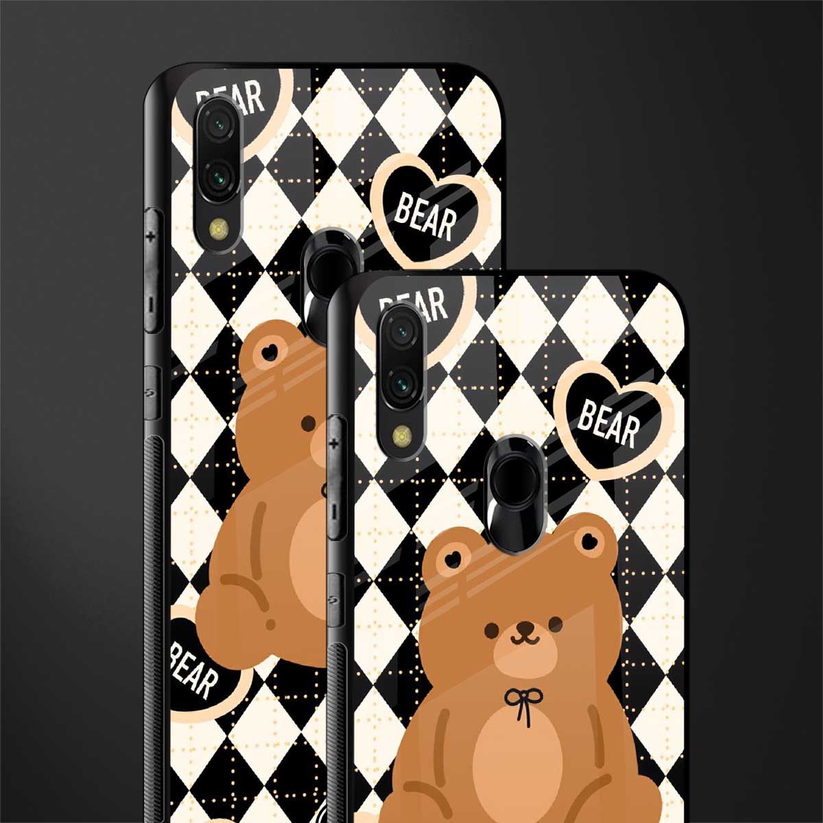 bear uniform pattern glass case for redmi note 7 image-2