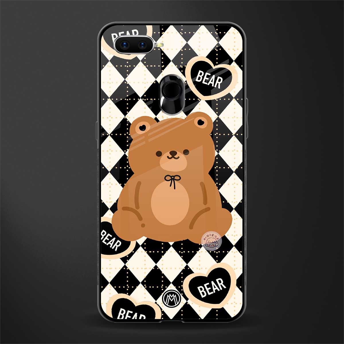 bear uniform pattern glass case for oppo a5s image