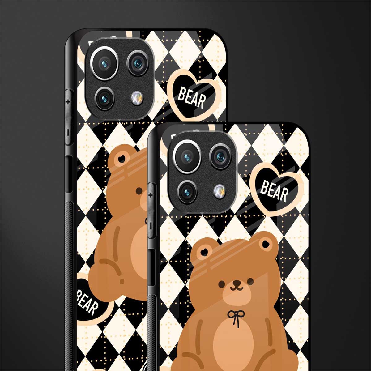bear uniform pattern glass case for mi 11 lite image-2