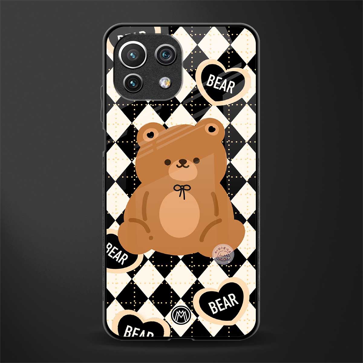 bear uniform pattern glass case for mi 11 lite image