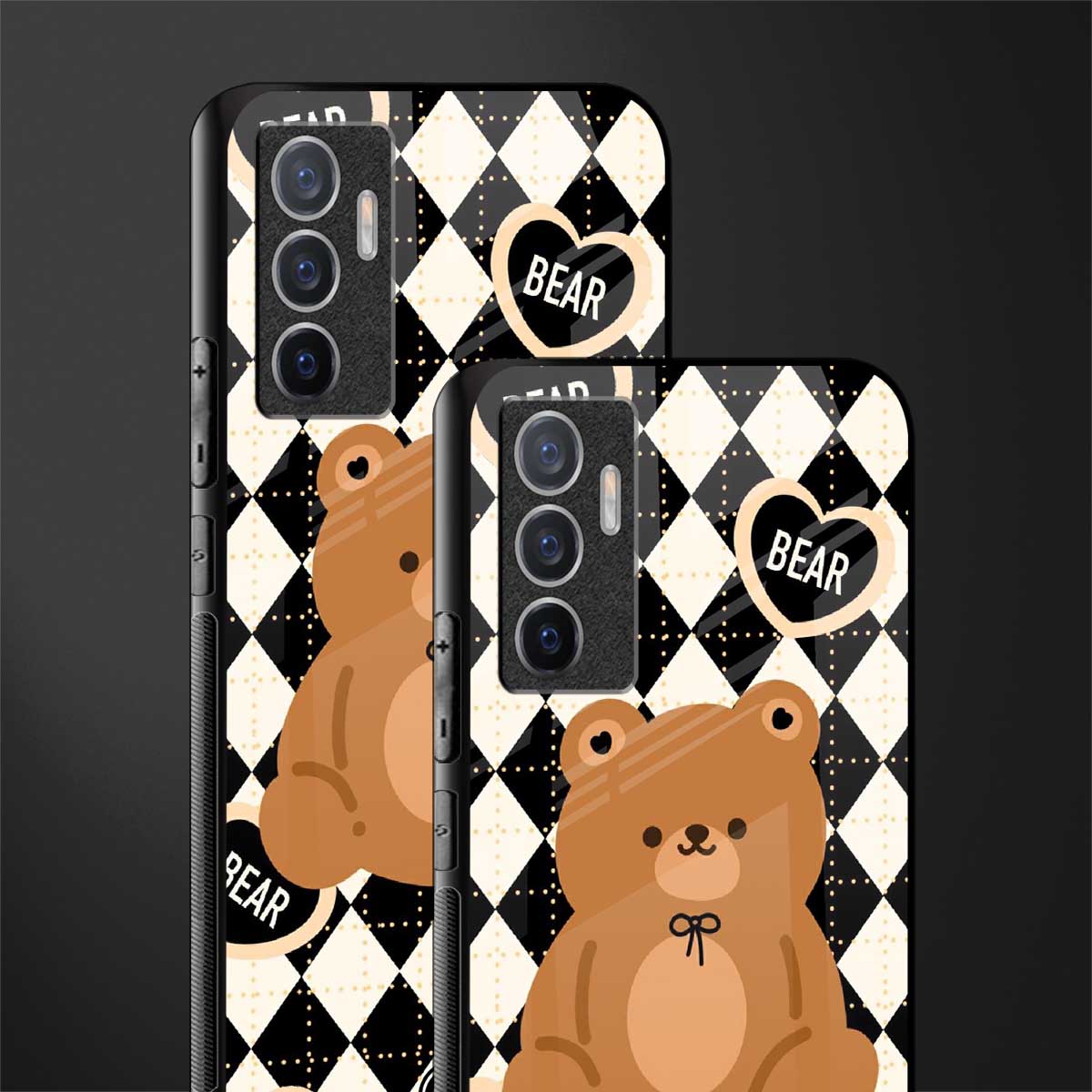 bear uniform pattern glass case for vivo v23e image-2