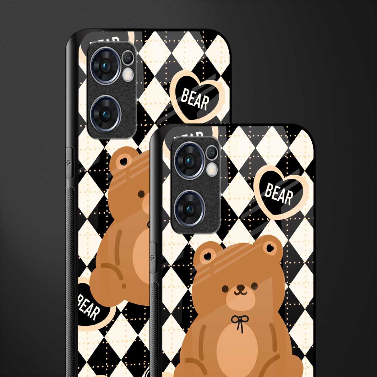 bear uniform pattern glass case for oppo reno7 5g image-2