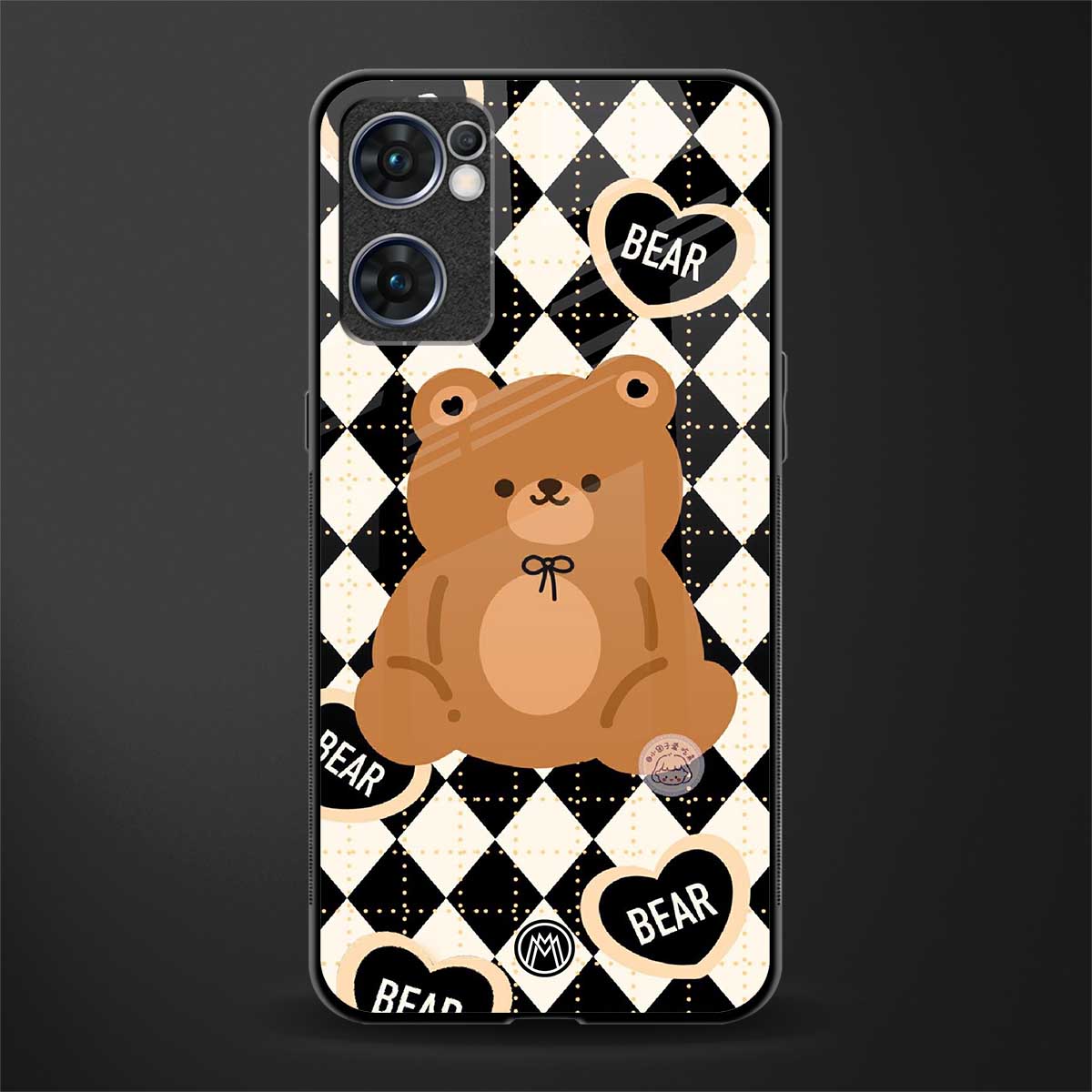bear uniform pattern glass case for oppo reno7 5g image