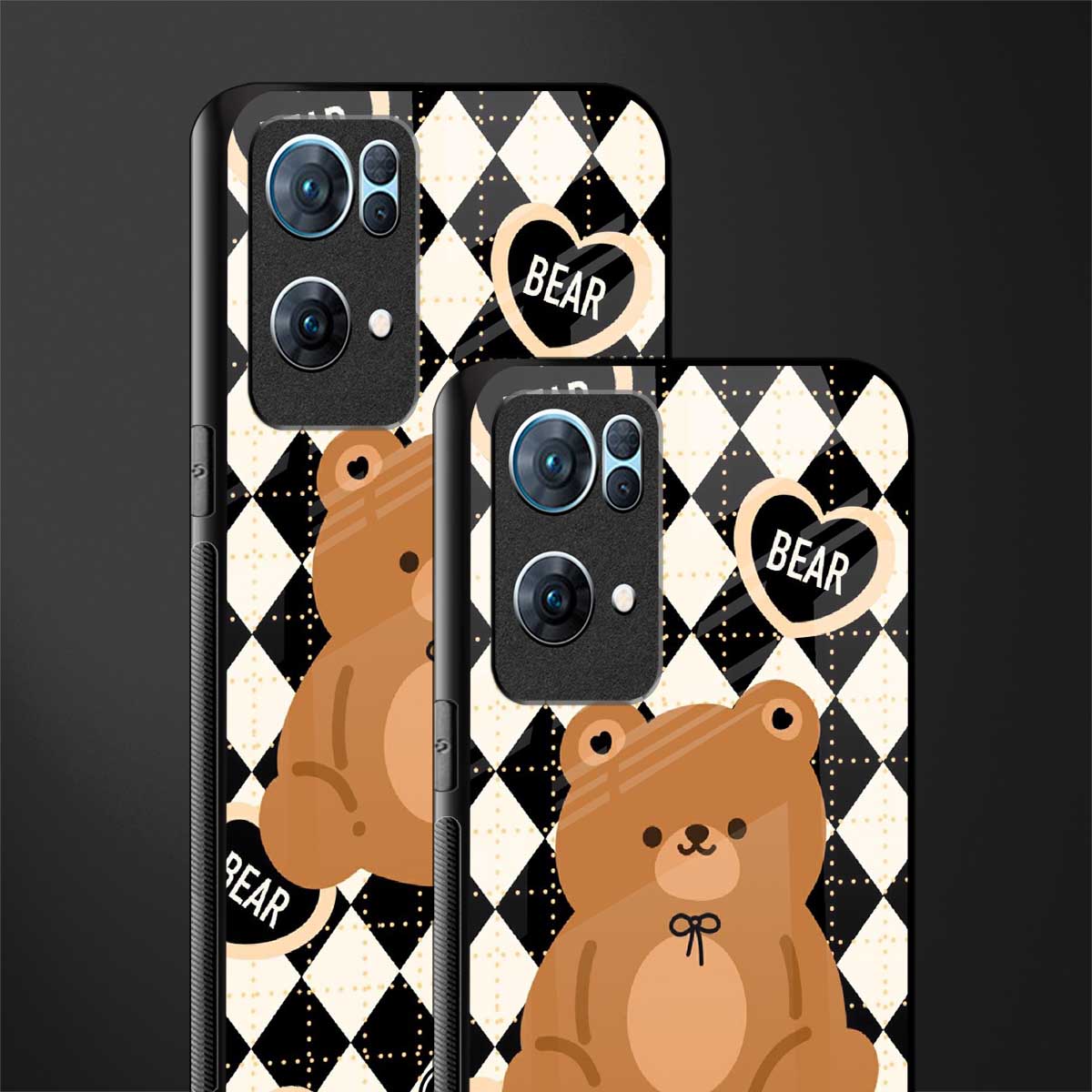 bear uniform pattern glass case for oppo reno7 pro 5g image-2