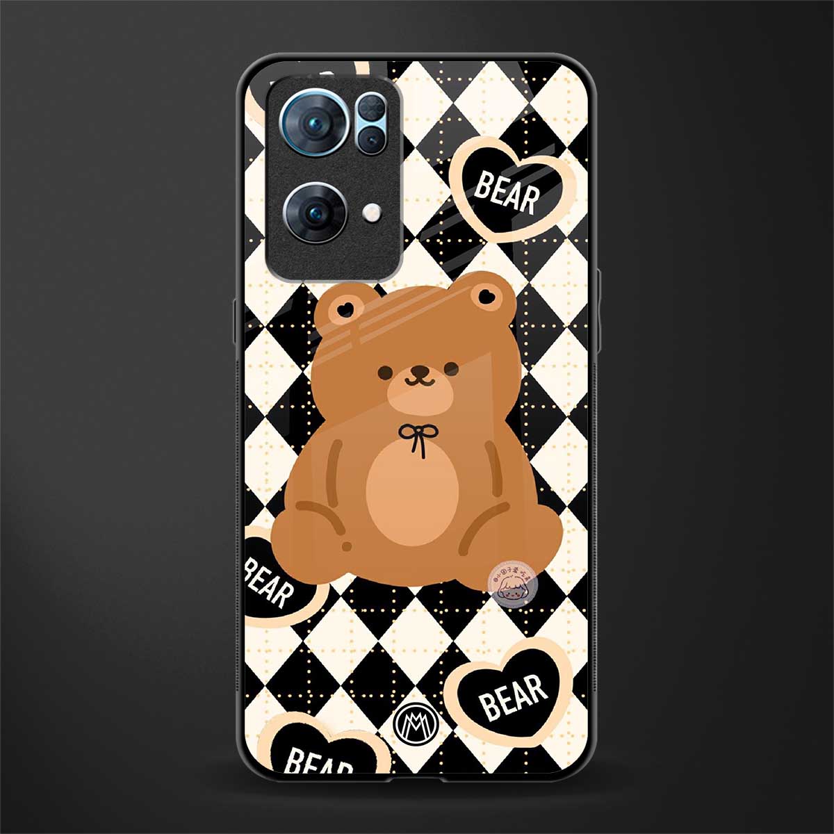 bear uniform pattern glass case for oppo reno7 pro 5g image