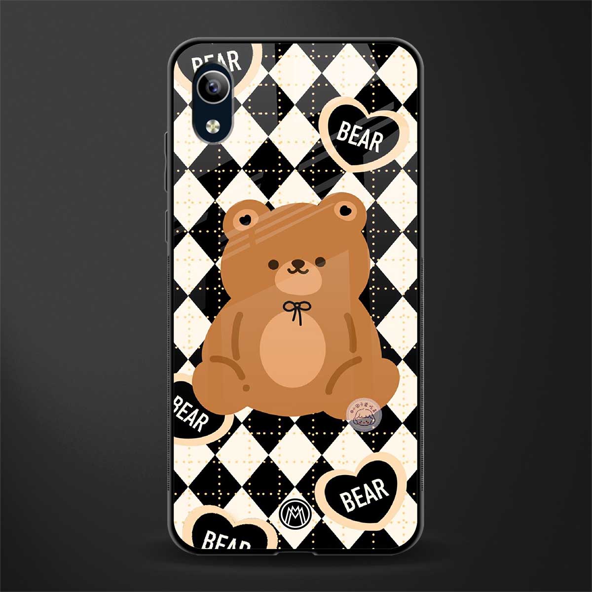 bear uniform pattern glass case for vivo y1s without fingerprint image