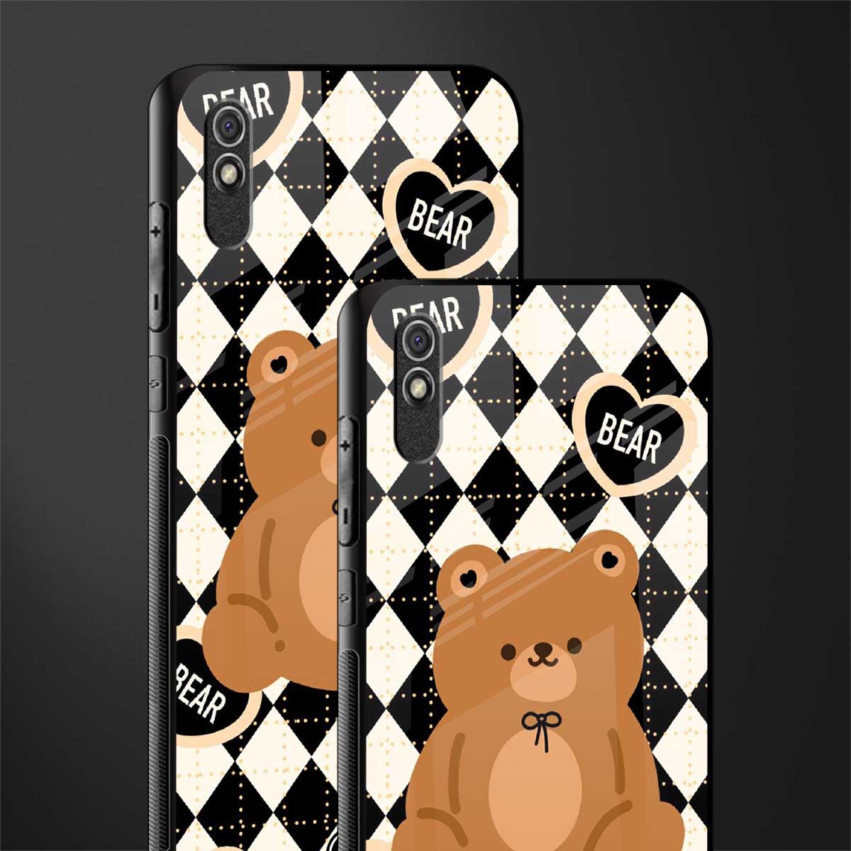 bear uniform pattern glass case for redmi 9i image-2