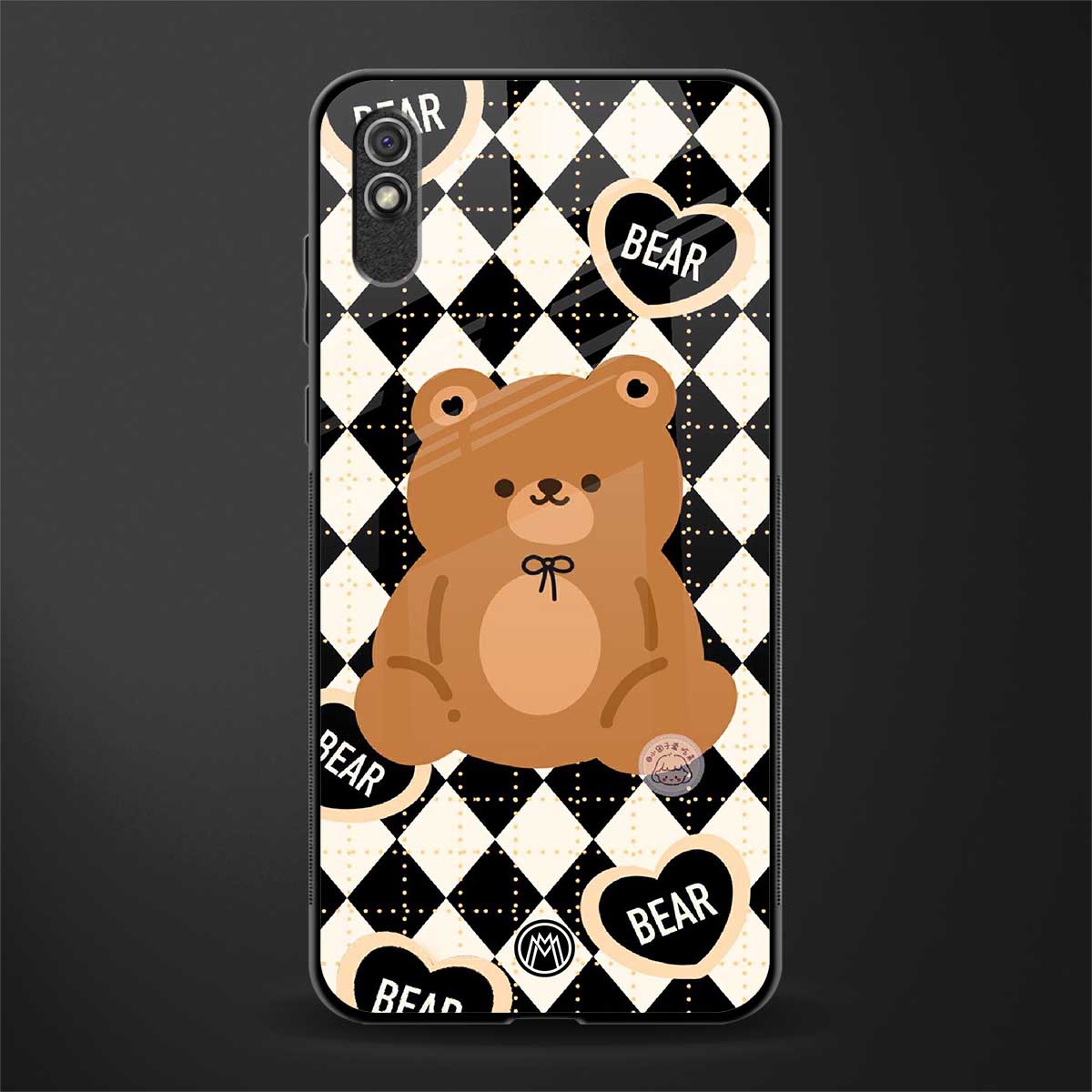 bear uniform pattern glass case for redmi 9i image