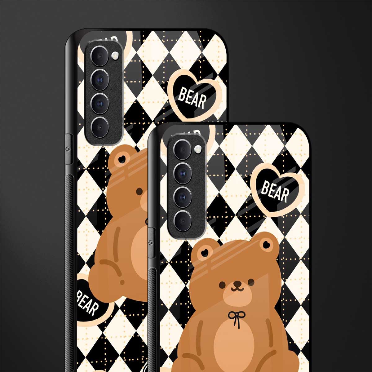 bear uniform pattern glass case for oppo reno 4 pro image-2