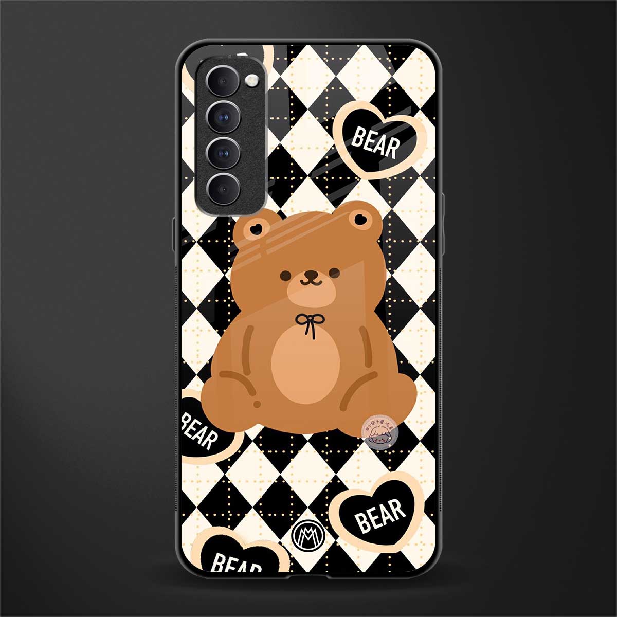 bear uniform pattern glass case for oppo reno 4 pro image