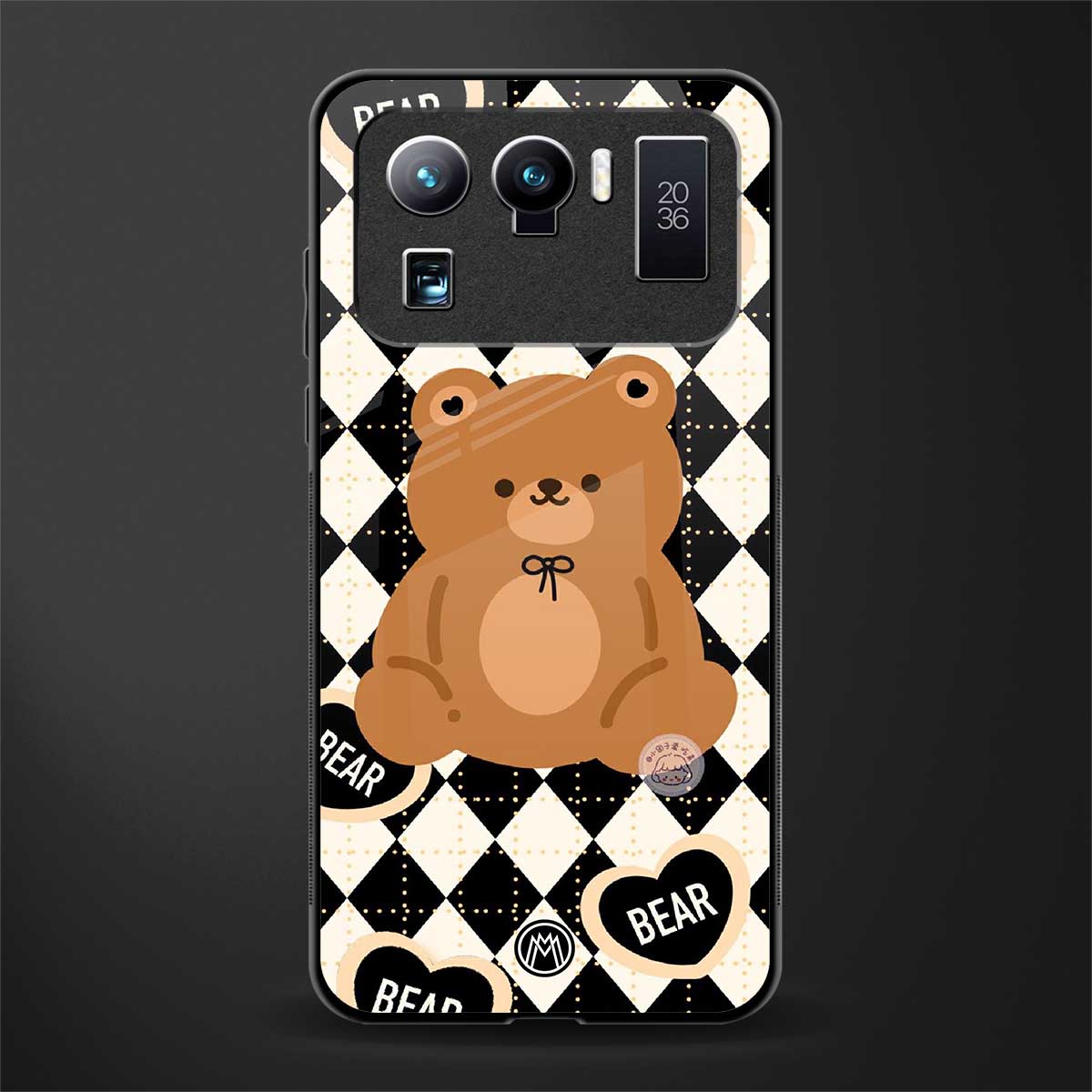 bear uniform pattern glass case for mi 11 ultra 5g image