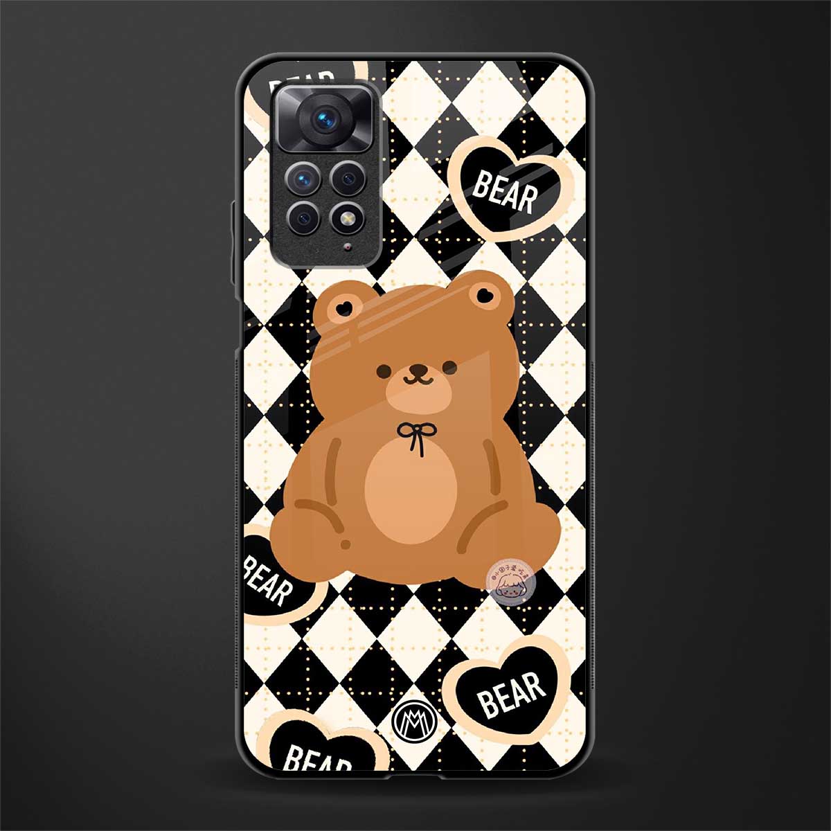 bear uniform pattern back phone cover | glass case for redmi note 11 pro plus 4g/5g