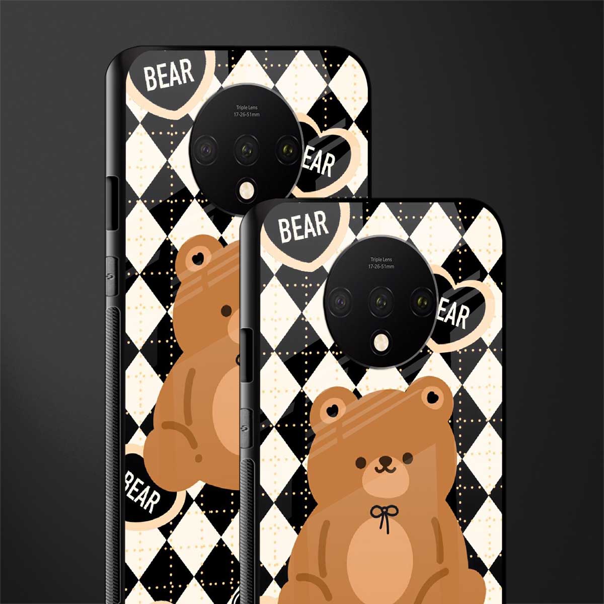 bear uniform pattern glass case for oneplus 7t image-2