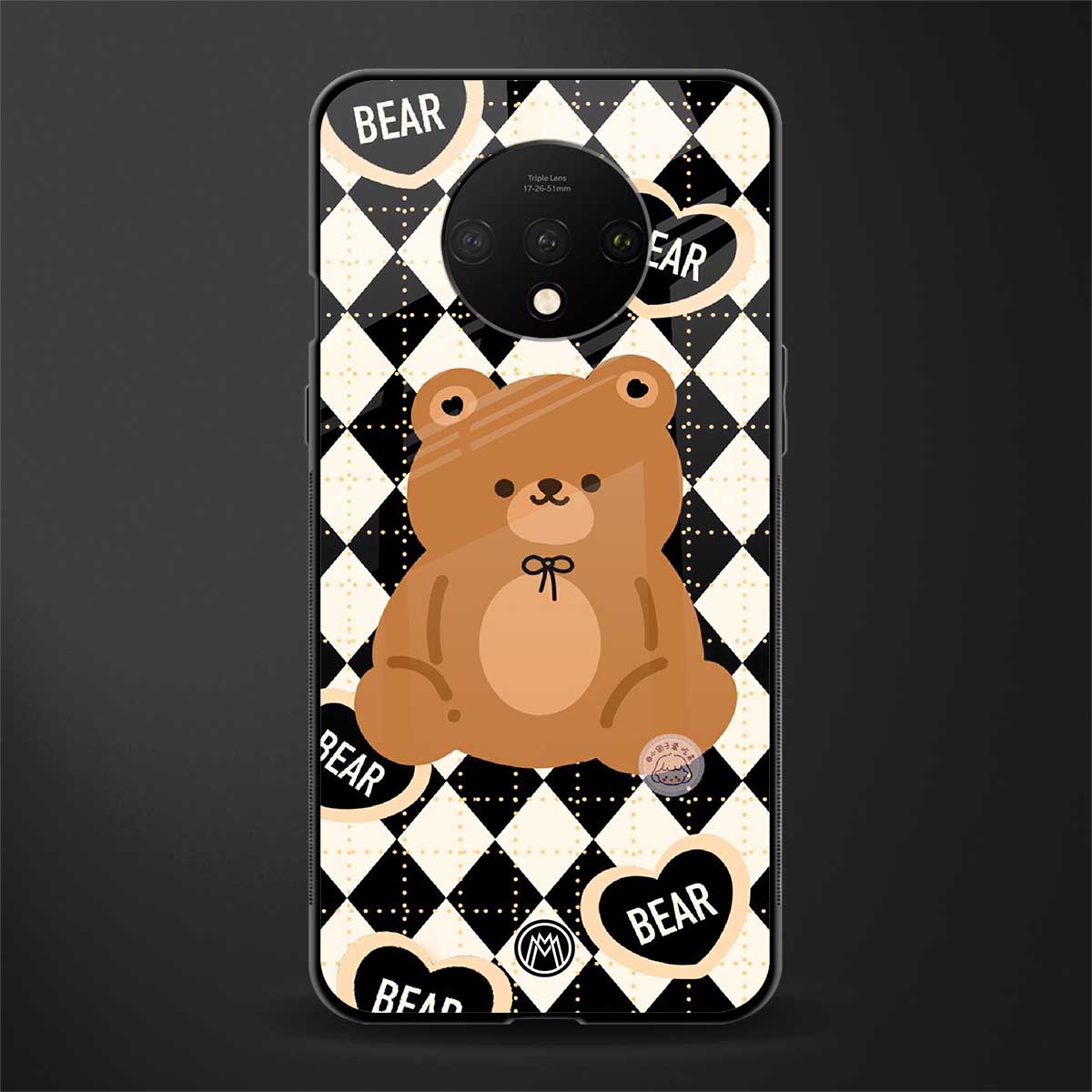 bear uniform pattern glass case for oneplus 7t image