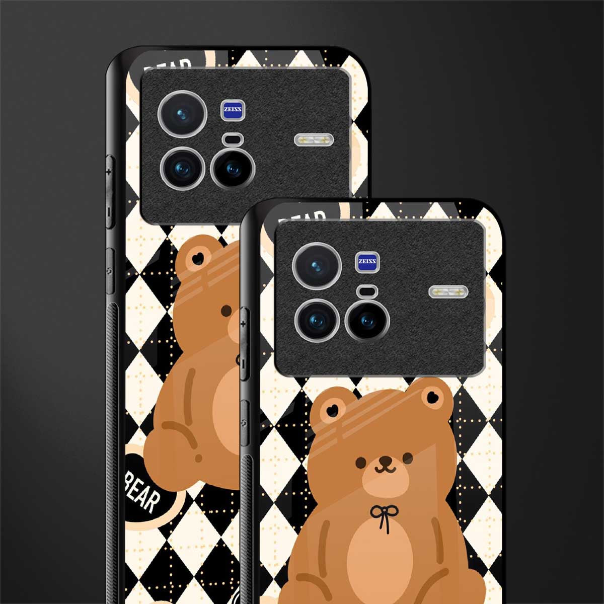 bear uniform pattern glass case for vivo x80 image-2