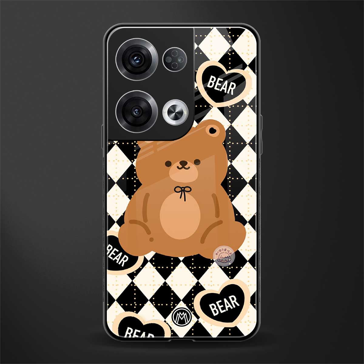 bear uniform pattern back phone cover | glass case for oppo reno 8