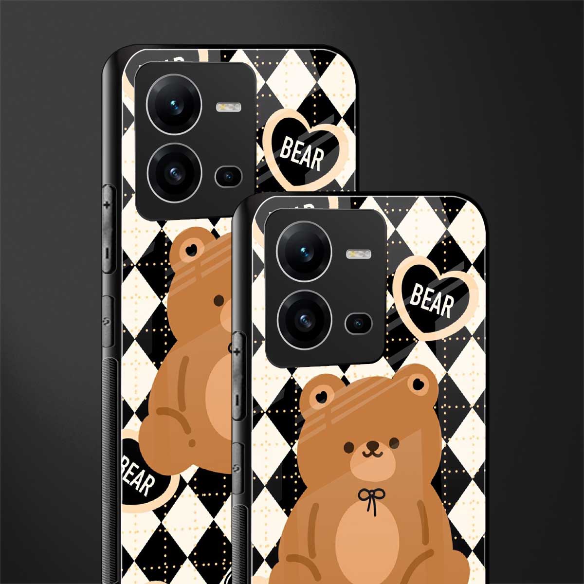 bear uniform pattern back phone cover | glass case for vivo v25-5g