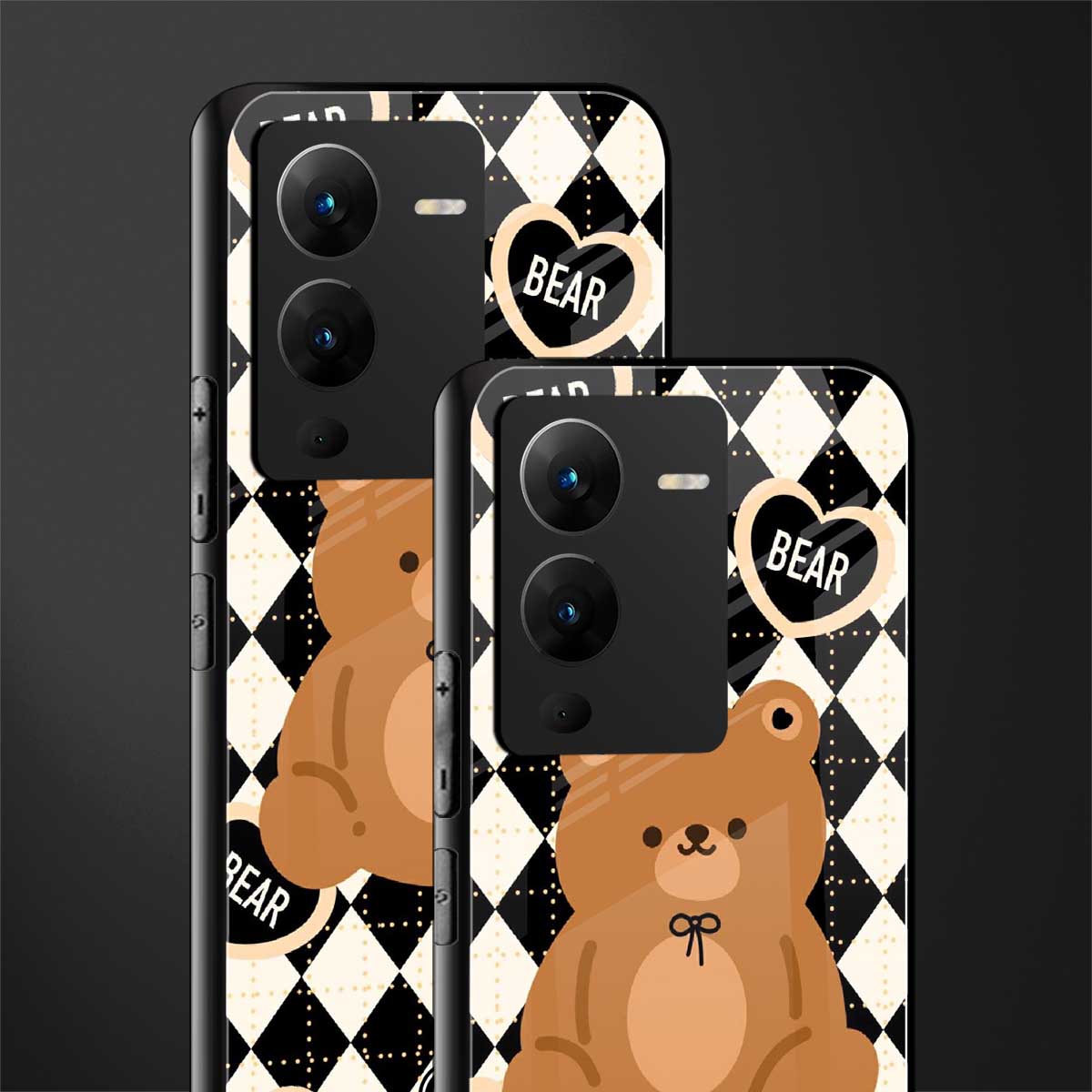 bear uniform pattern back phone cover | glass case for vivo v25 pro 5g