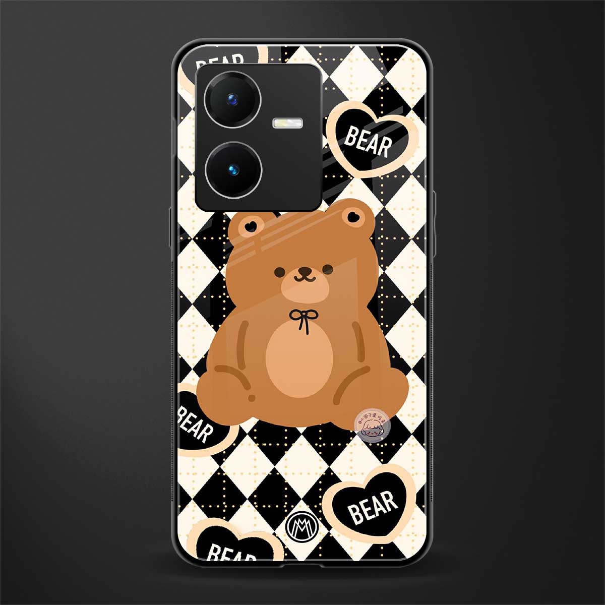 bear uniform pattern back phone cover | glass case for vivo y22