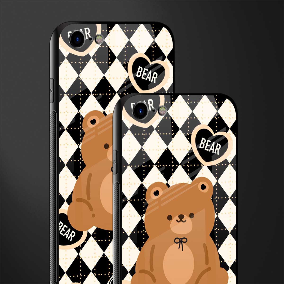 bear uniform pattern glass case for iphone se 2020 image-2