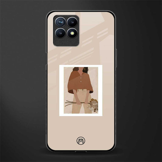 beige brown young lady art glass case for realme narzo 50