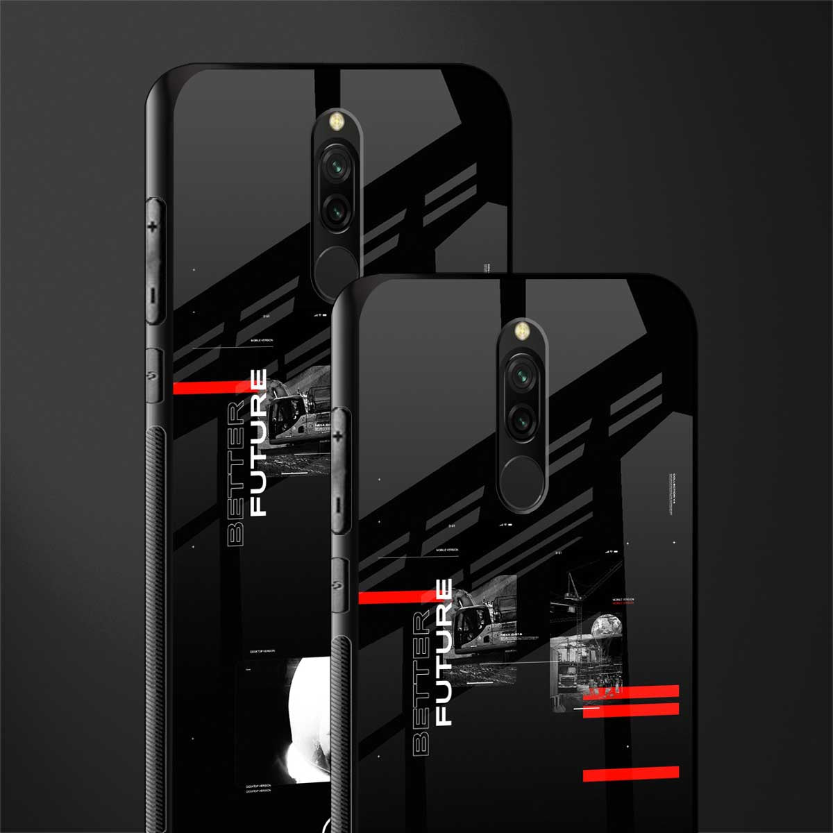 better future dark aesthetic glass case for redmi 8 image-2