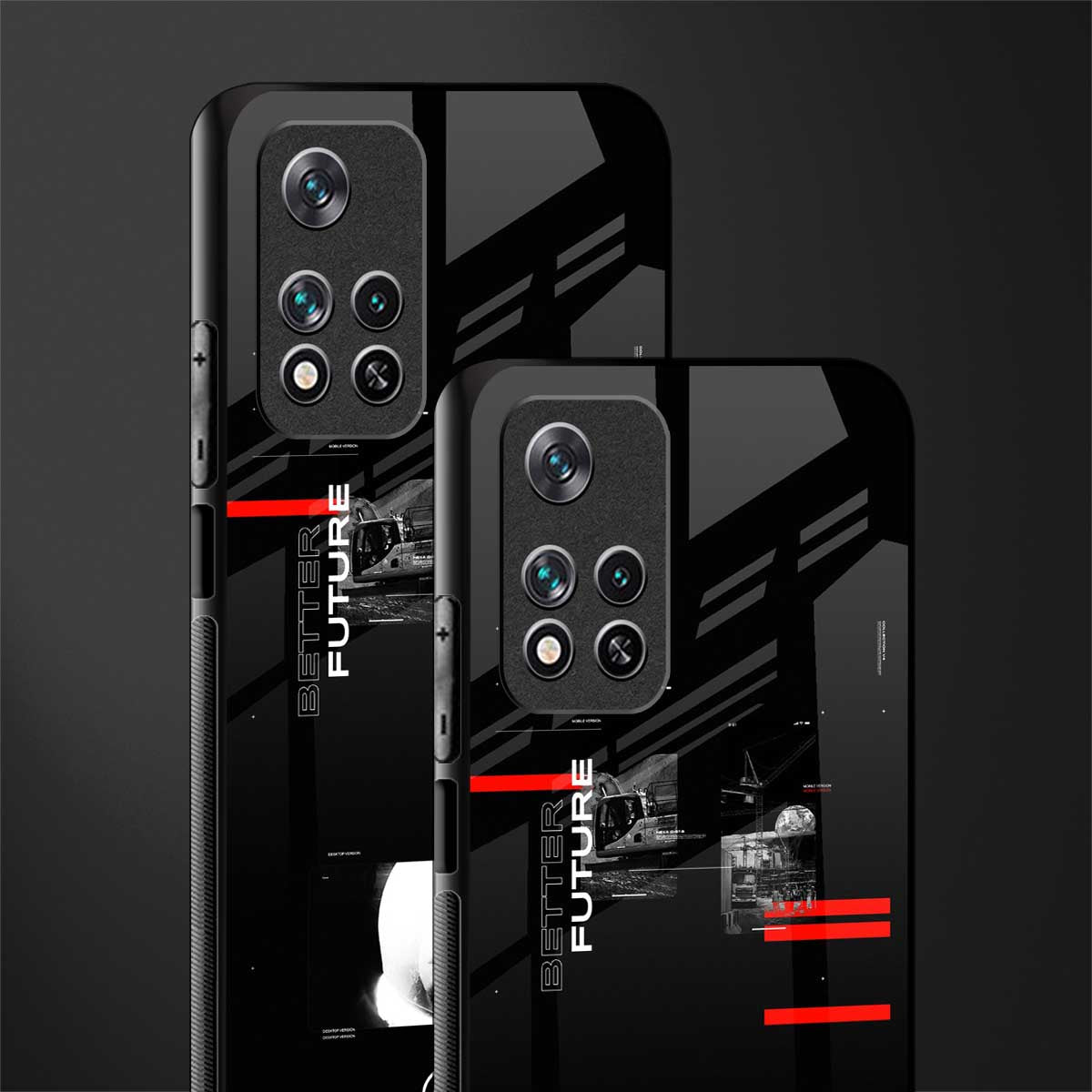 better future dark aesthetic glass case for poco m4 pro 5g image-2