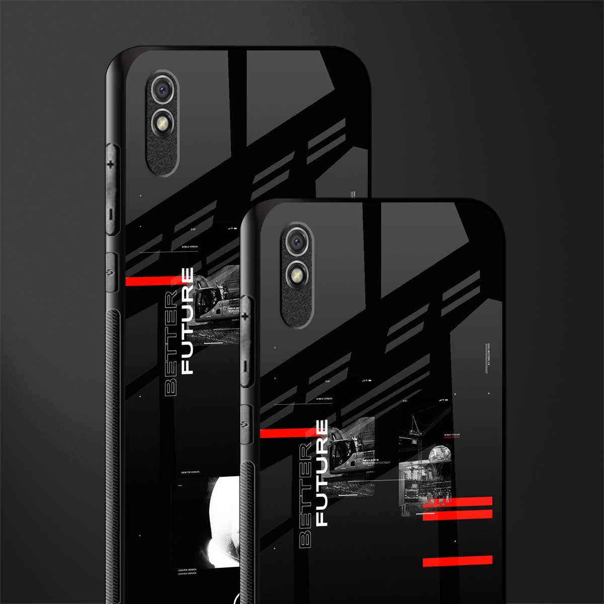 better future dark aesthetic glass case for redmi 9i image-2
