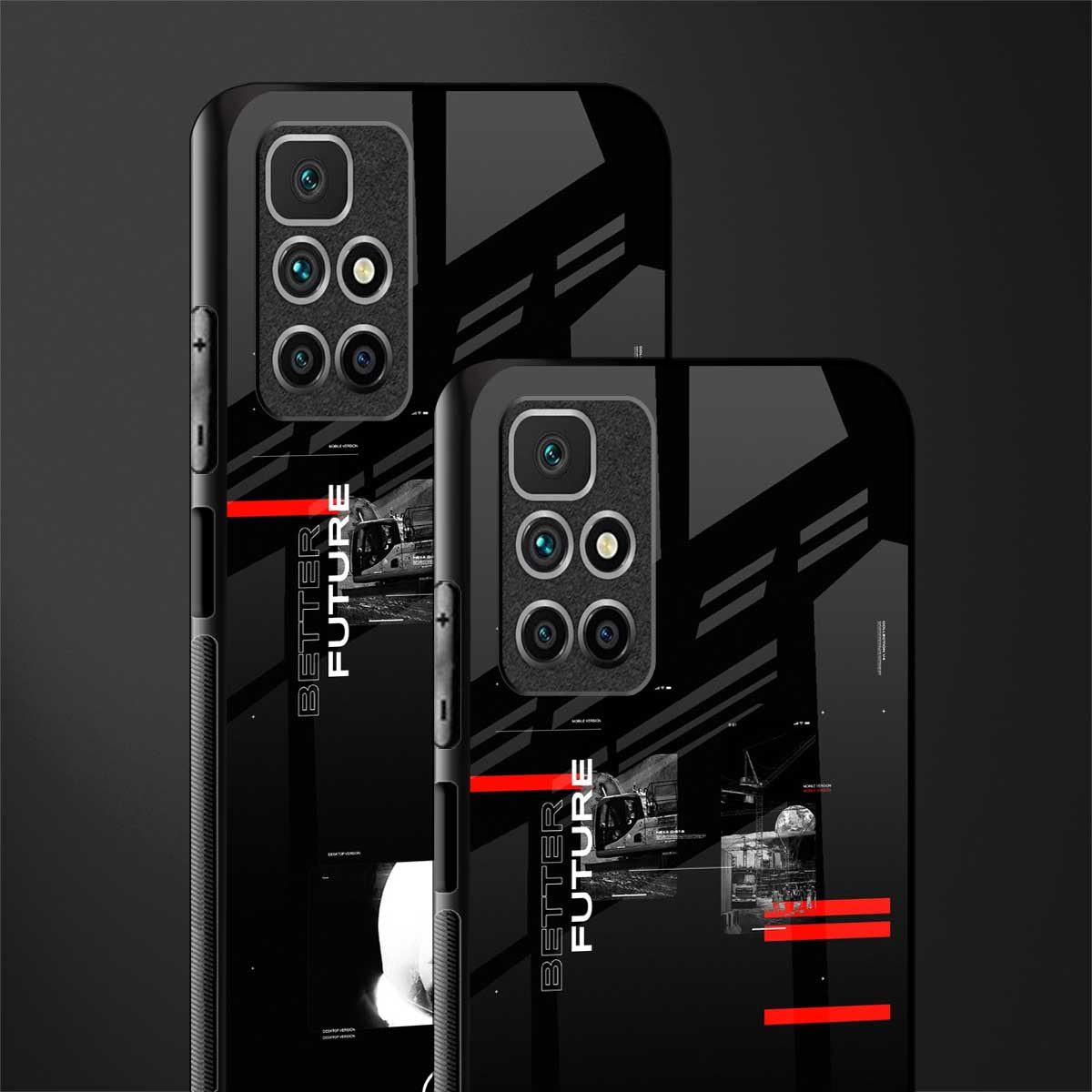 better future dark aesthetic glass case for redmi 10 prime image-2