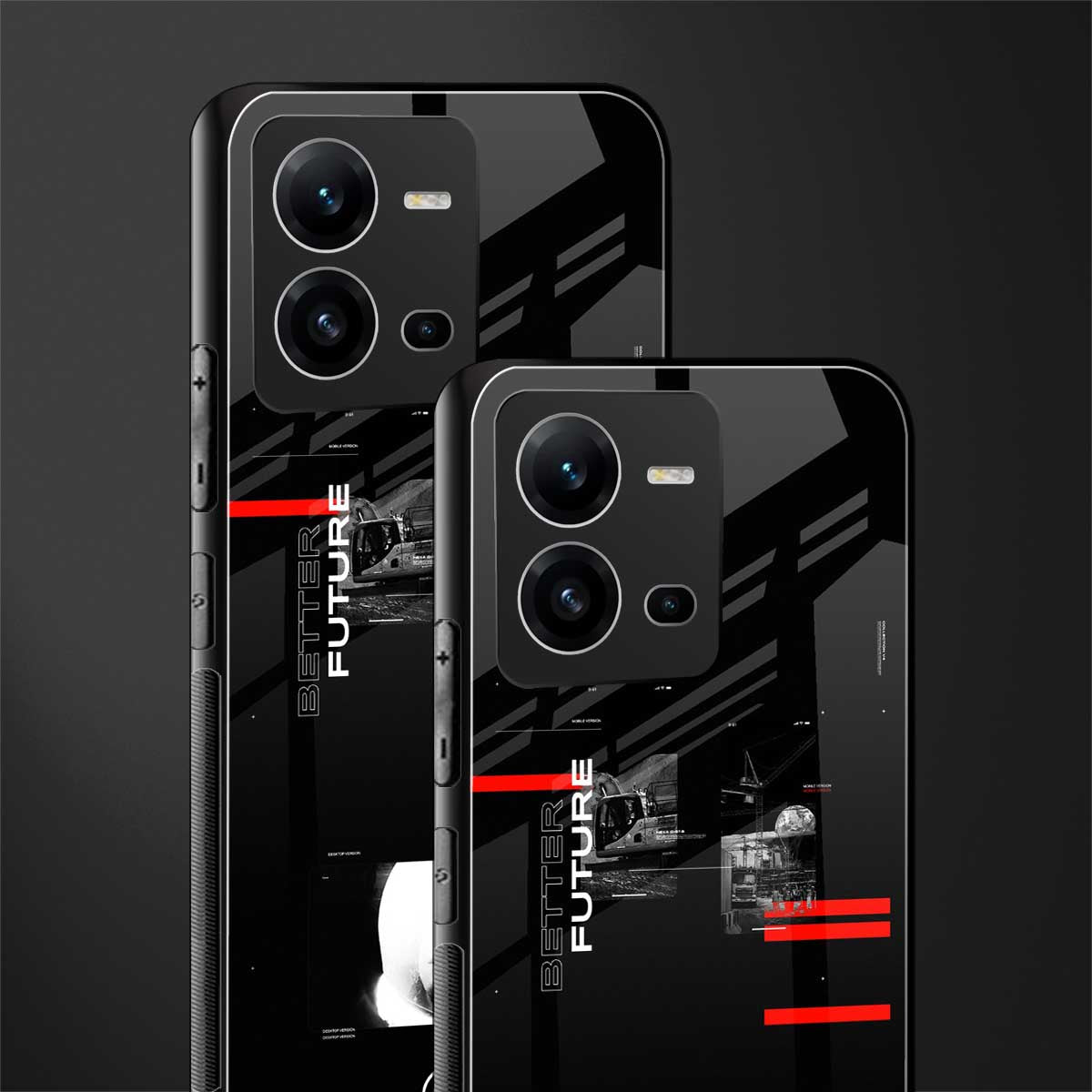 better future dark aesthetic back phone cover | glass case for vivo v25-5g