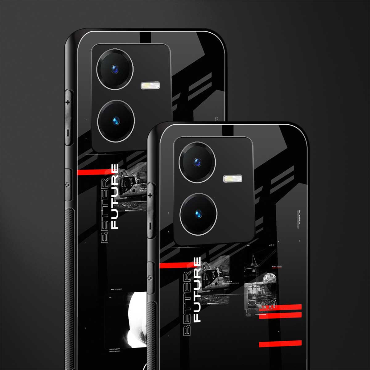 better future dark aesthetic back phone cover | glass case for vivo y22