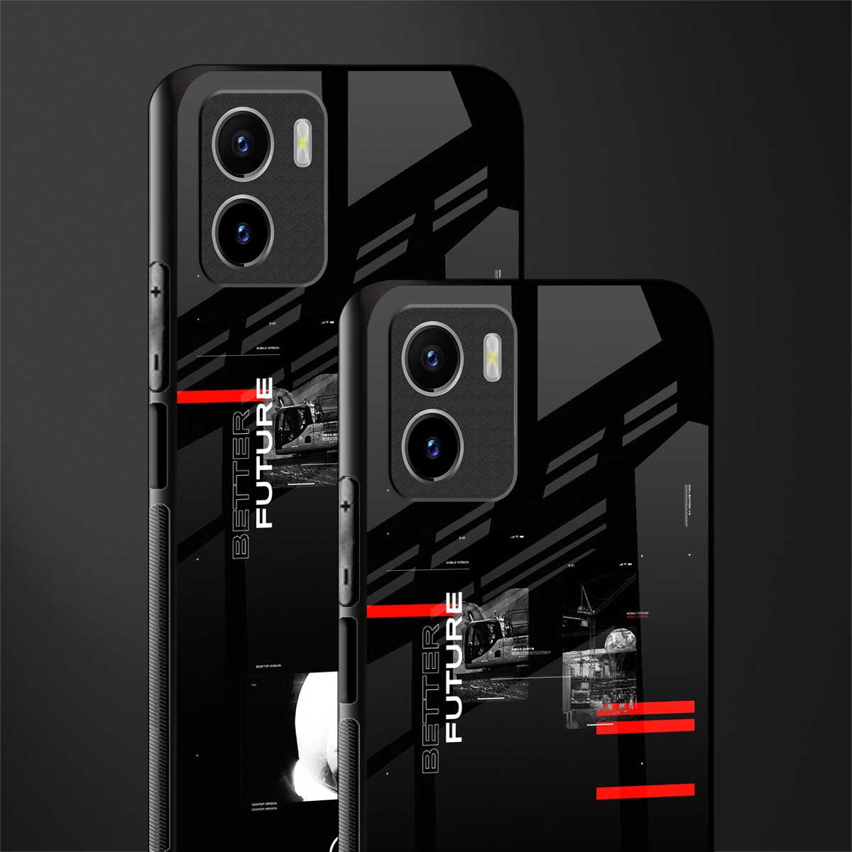 better future dark aesthetic back phone cover | glass case for vivo y72