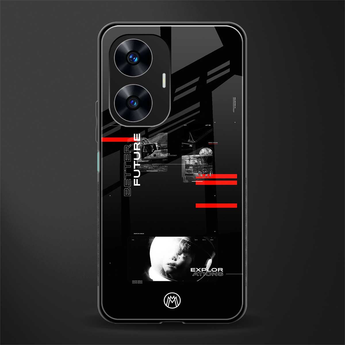 better future dark aesthetic back phone cover | glass case for realme c55