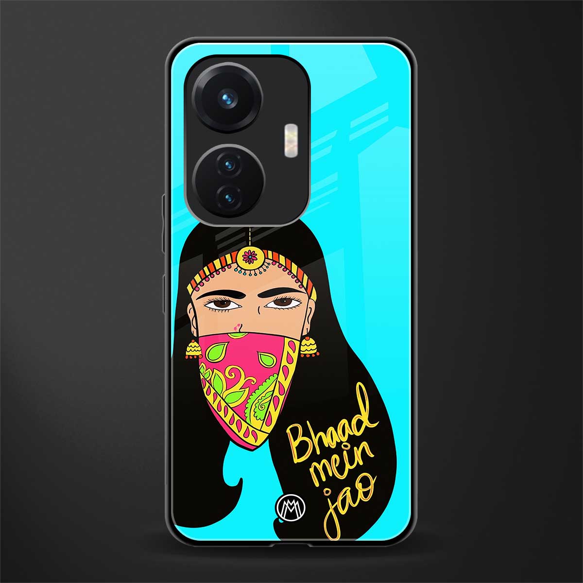 bhaad mein jao back phone cover | glass case for vivo t1 44w 4g