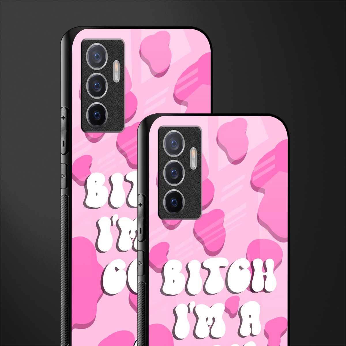 bitch i'm a cow glass case for vivo v23e image-2