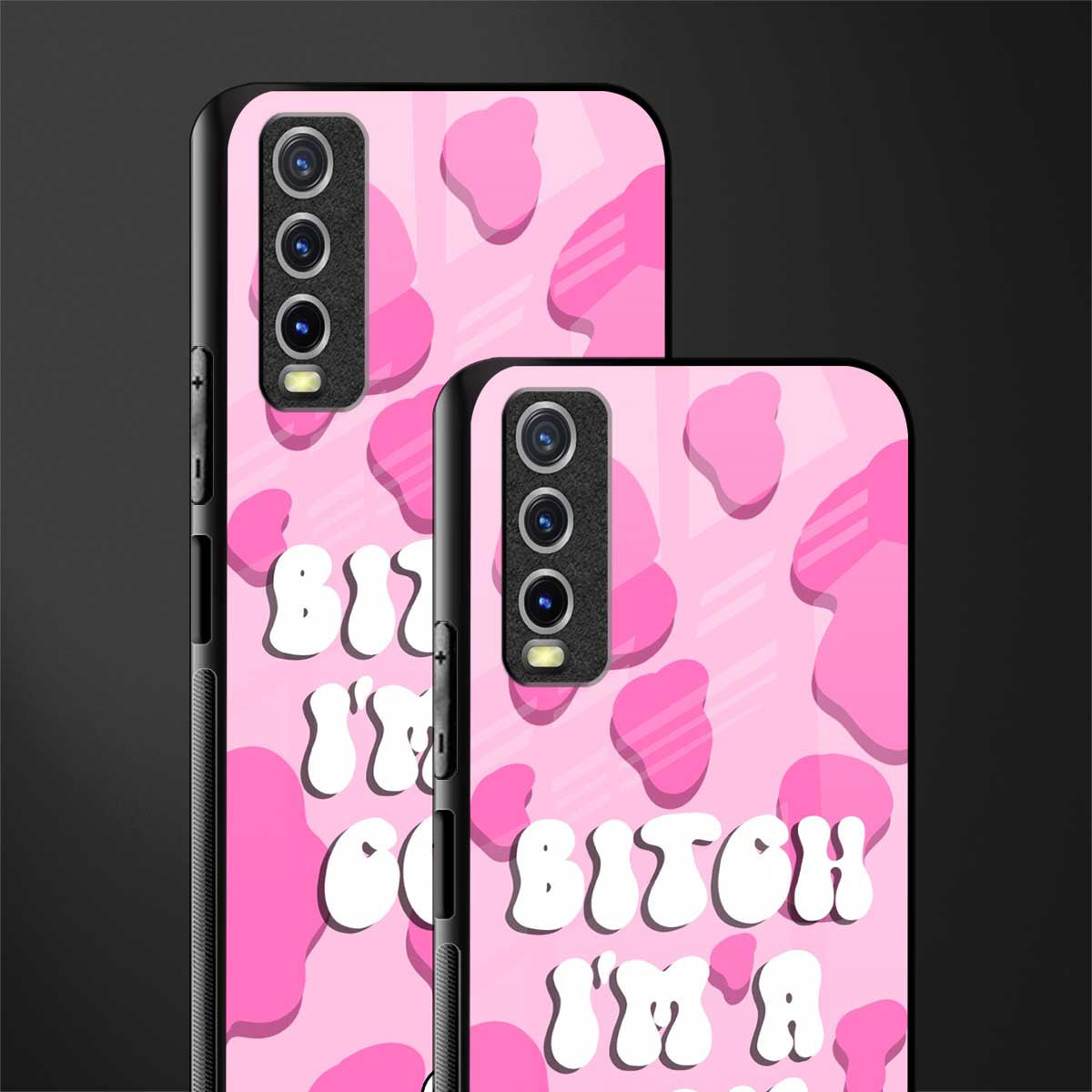 bitch i'm a cow glass case for vivo y12s image-2