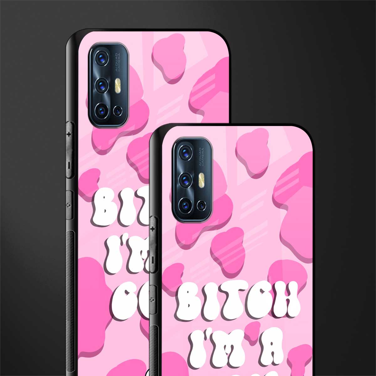 bitch i'm a cow glass case for vivo v17 image-2