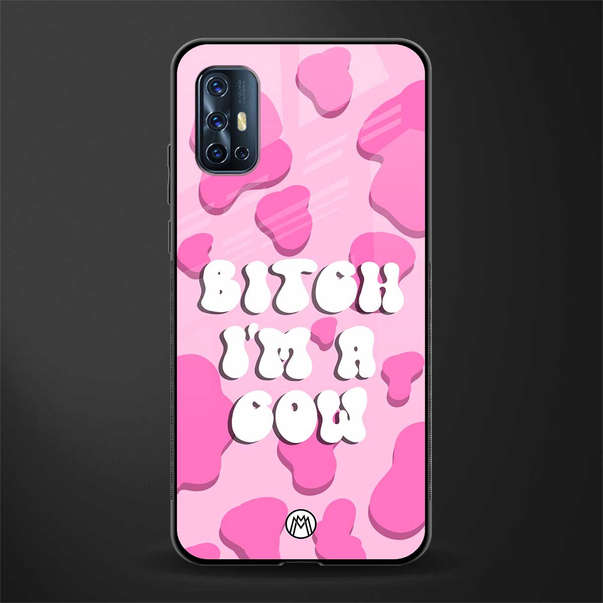 bitch i'm a cow glass case for vivo v17 image