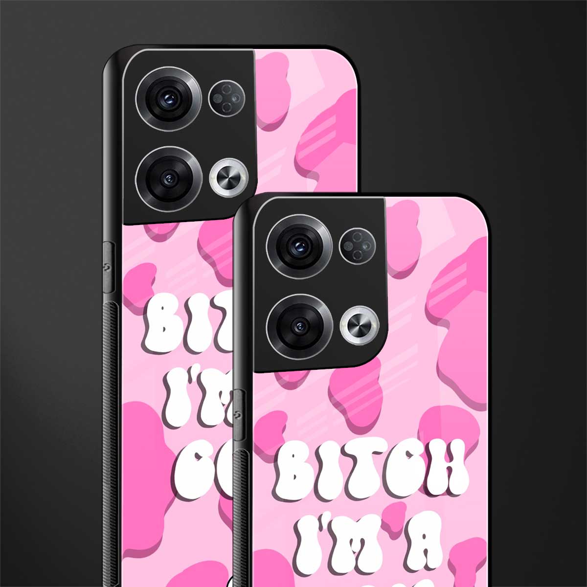 bitch i'm a cow back phone cover | glass case for oppo reno 8