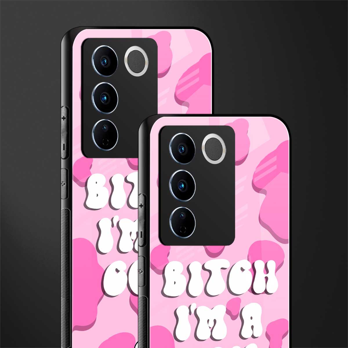 bitch i'm a cow back phone cover | glass case for vivo v27 pro 5g