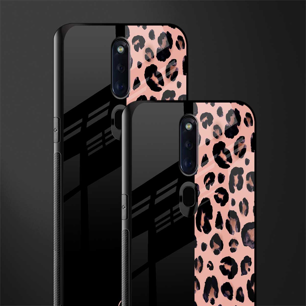 black & pink cheetah fur glass case for oppo f11 pro image-2