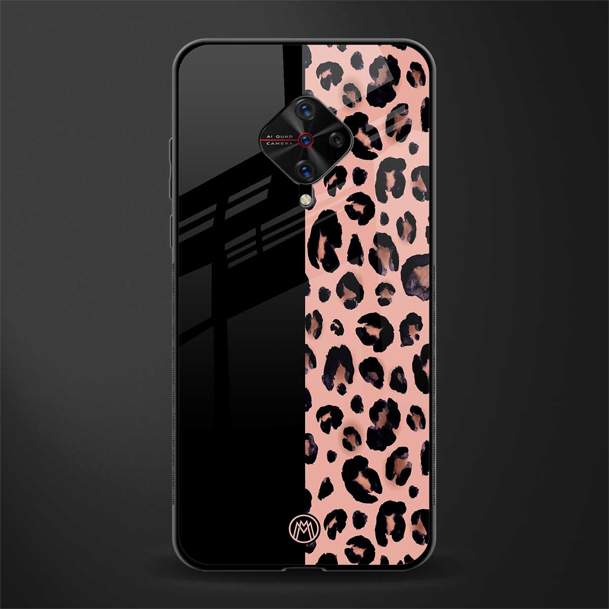 black & pink cheetah fur glass case for vivo s1 pro image