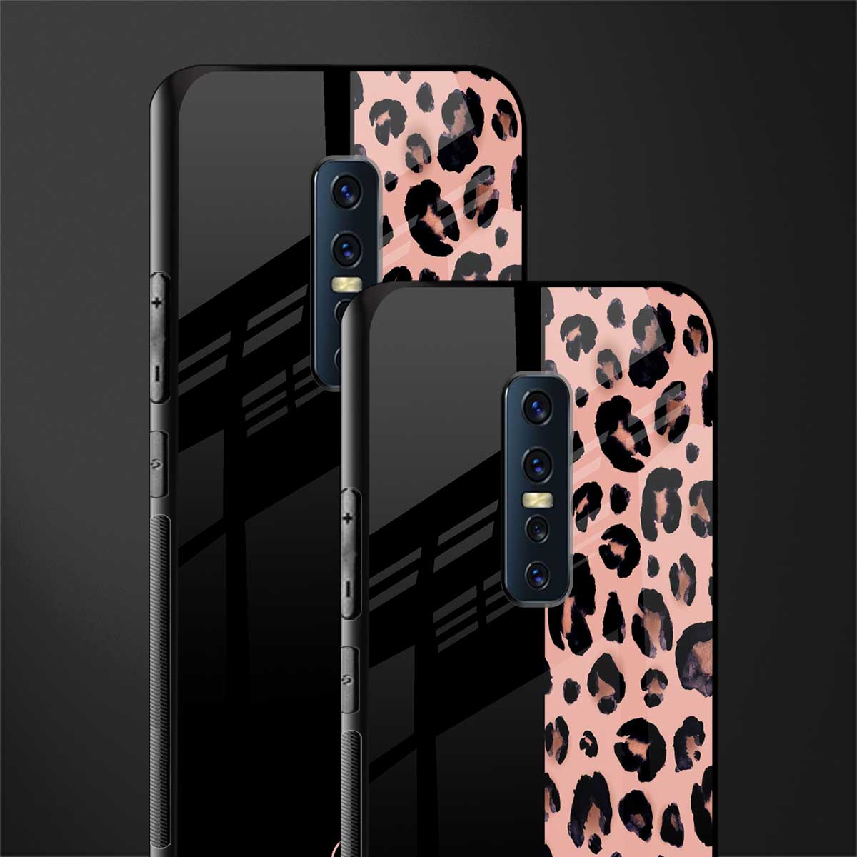 black & pink cheetah fur glass case for vivo v17 pro image-2