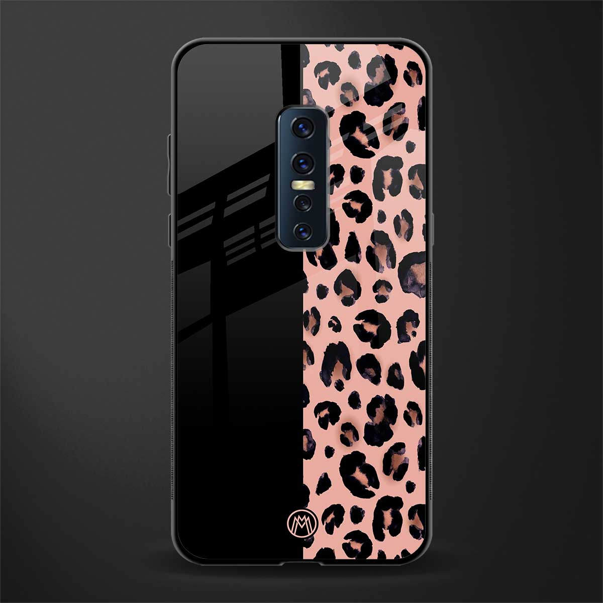 black & pink cheetah fur glass case for vivo v17 pro image