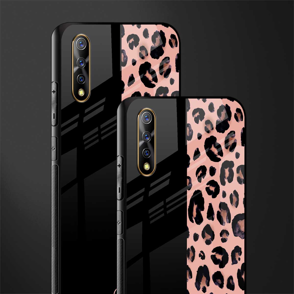 black & pink cheetah fur glass case for vivo z1x image-2