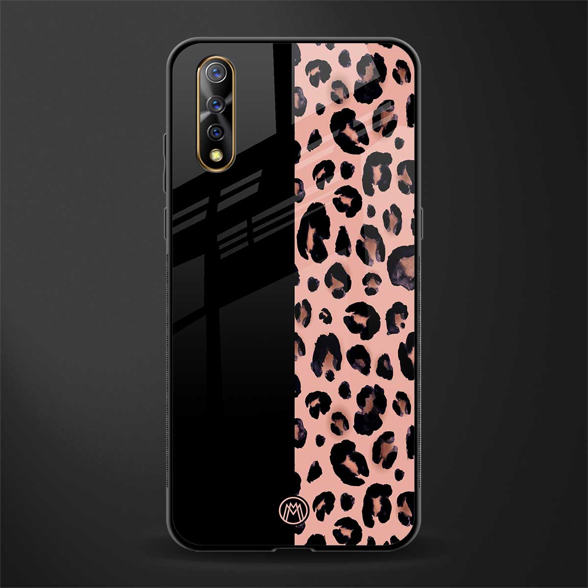 black & pink cheetah fur glass case for vivo z1x image