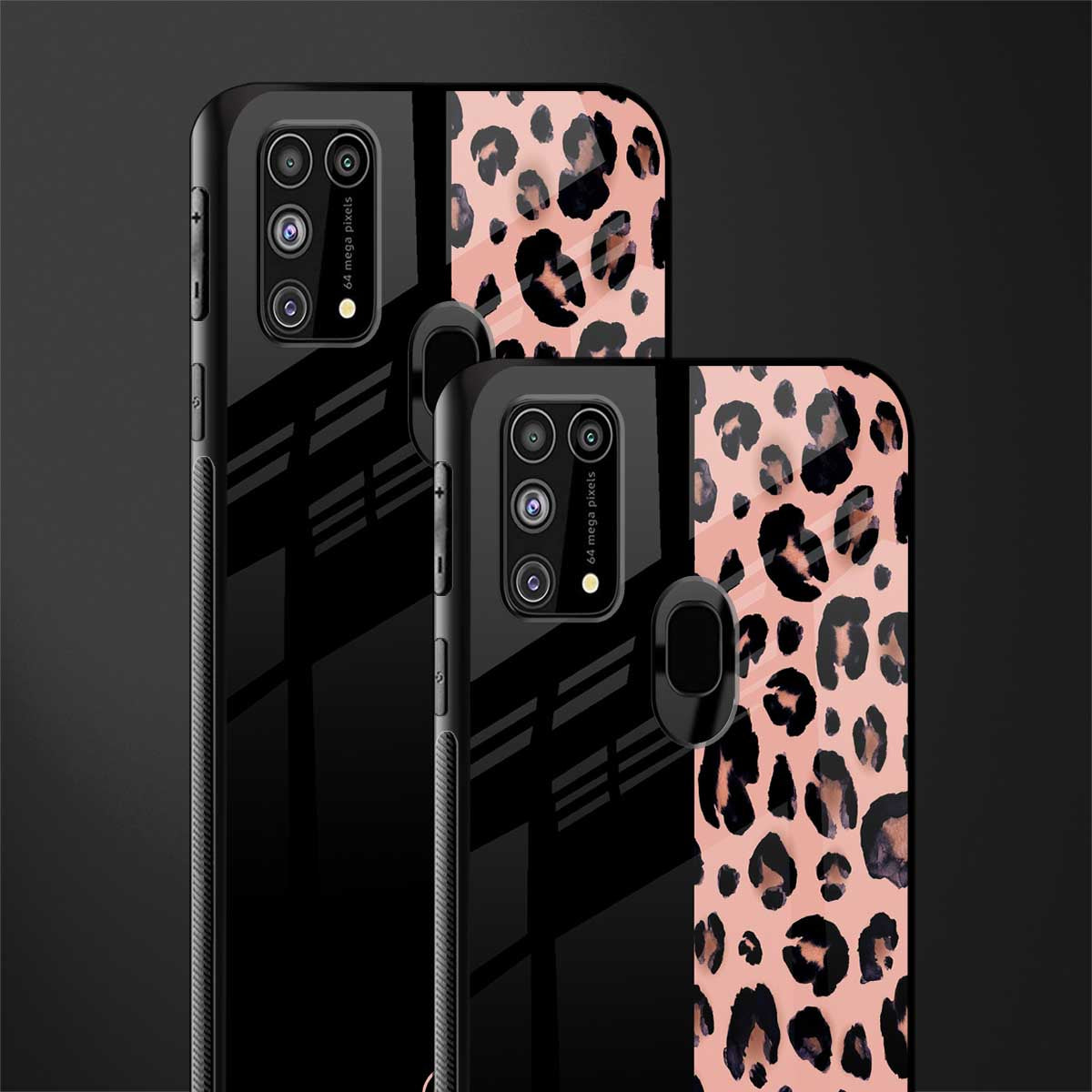 black & pink cheetah fur glass case for samsung galaxy f41 image-2