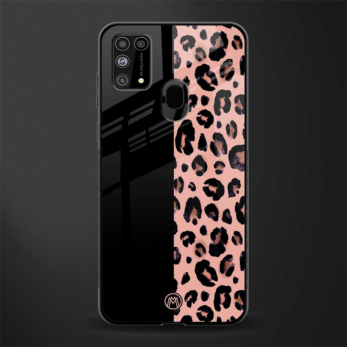 black & pink cheetah fur glass case for samsung galaxy f41 image