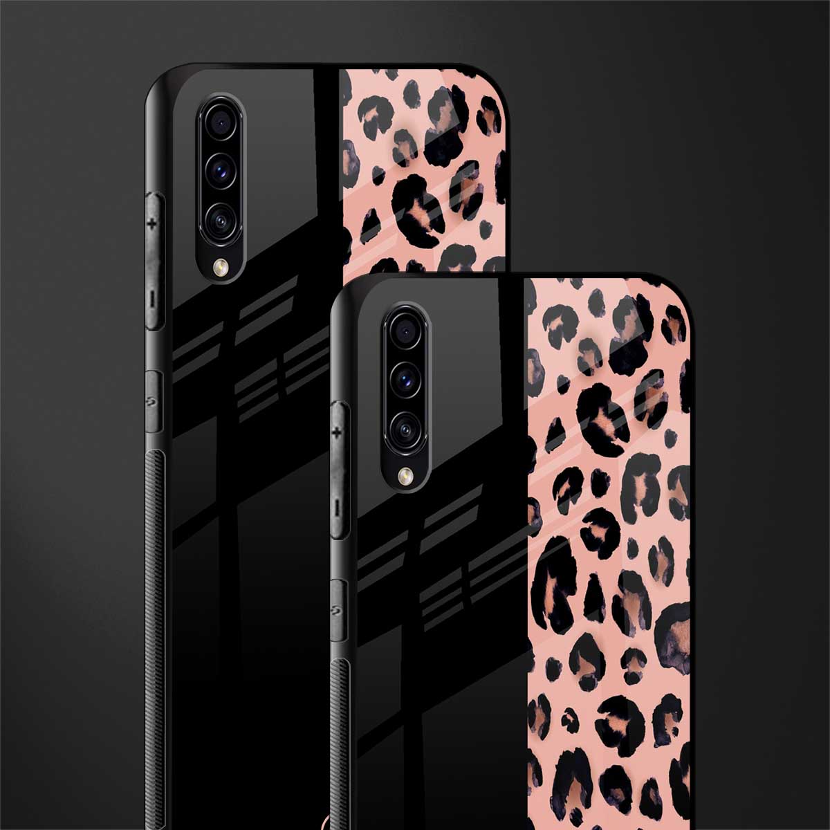 black & pink cheetah fur glass case for samsung galaxy a70 image-2