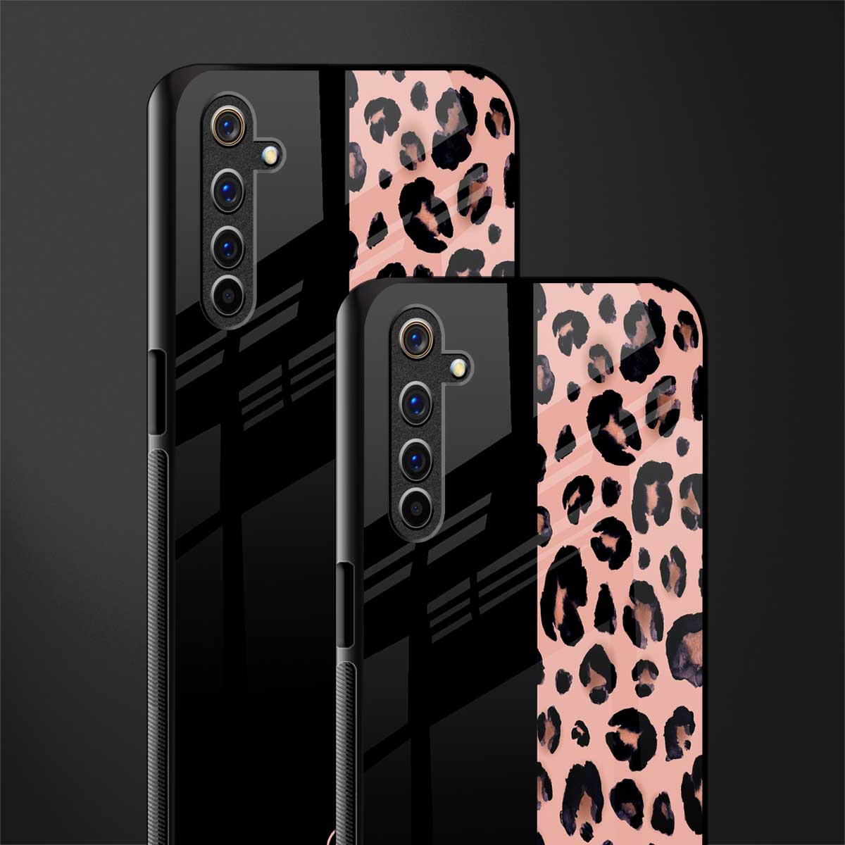 black & pink cheetah fur glass case for realme 6i image-2